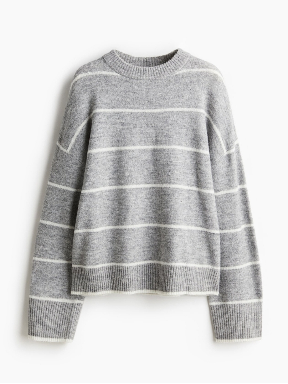 H&M Gray and White Striped Women's Sweater